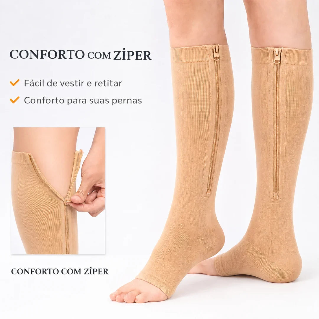 Meia de Compressão com Ziper - ConfortMedic