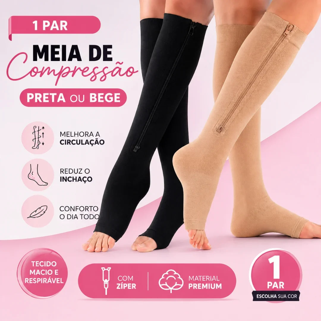 Meia de Compressão com Ziper - ConfortMedic