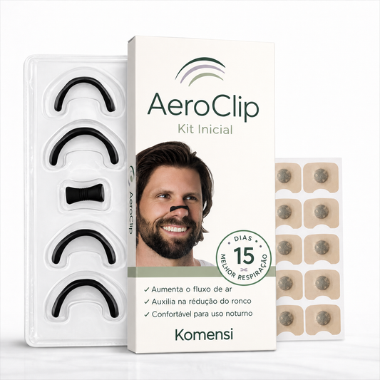 Kit inicial AeroClip com dilatadores nasais magnéticos, aplicador e adesivos