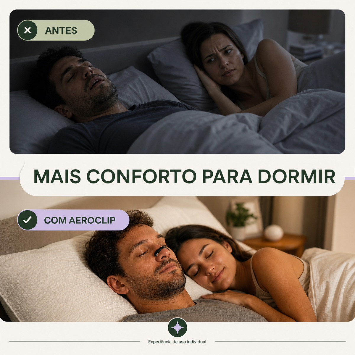Comparação de conforto durante o sono com o dilatador nasal AeroClip