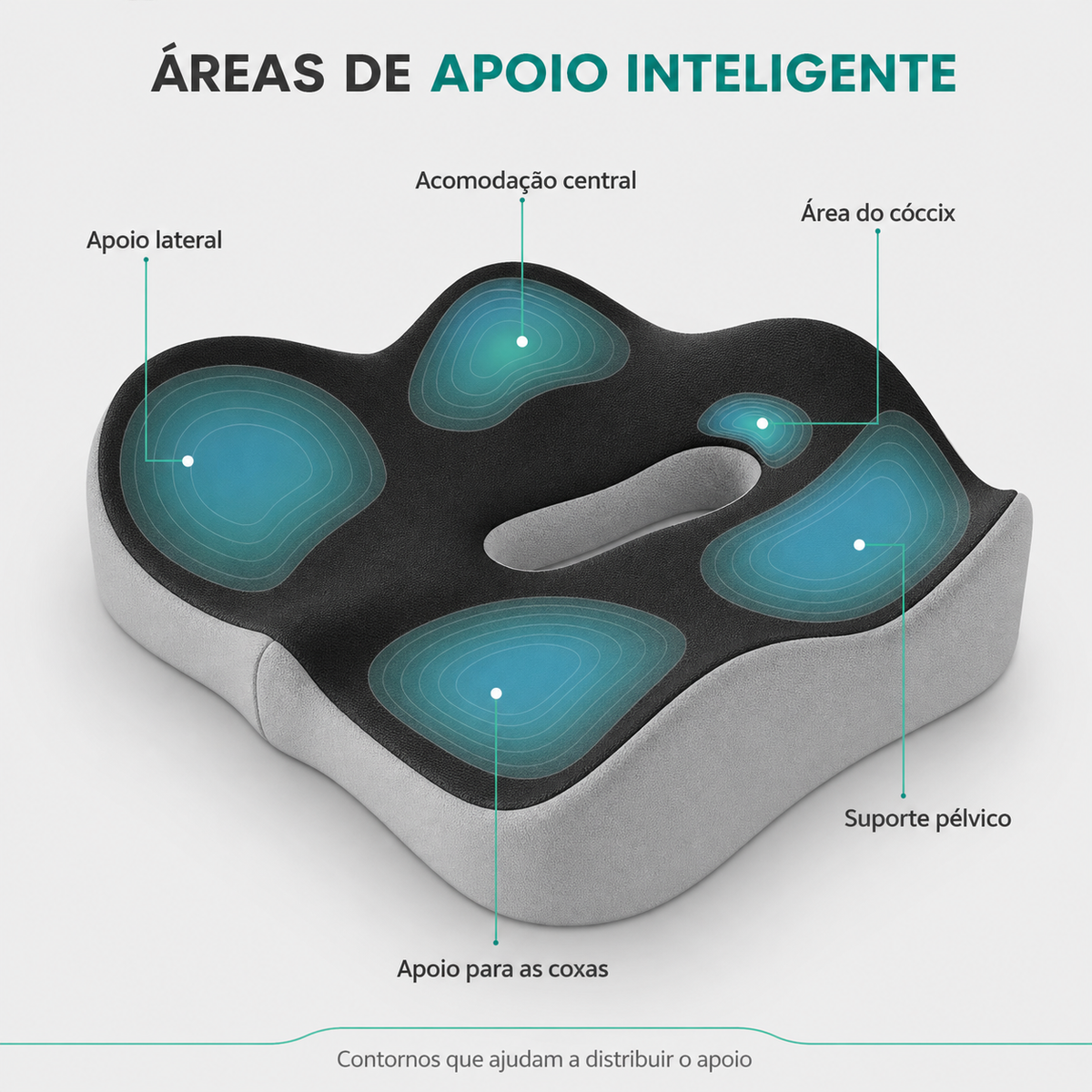Áreas de apoio da almofada ergonômica ErgoDuo