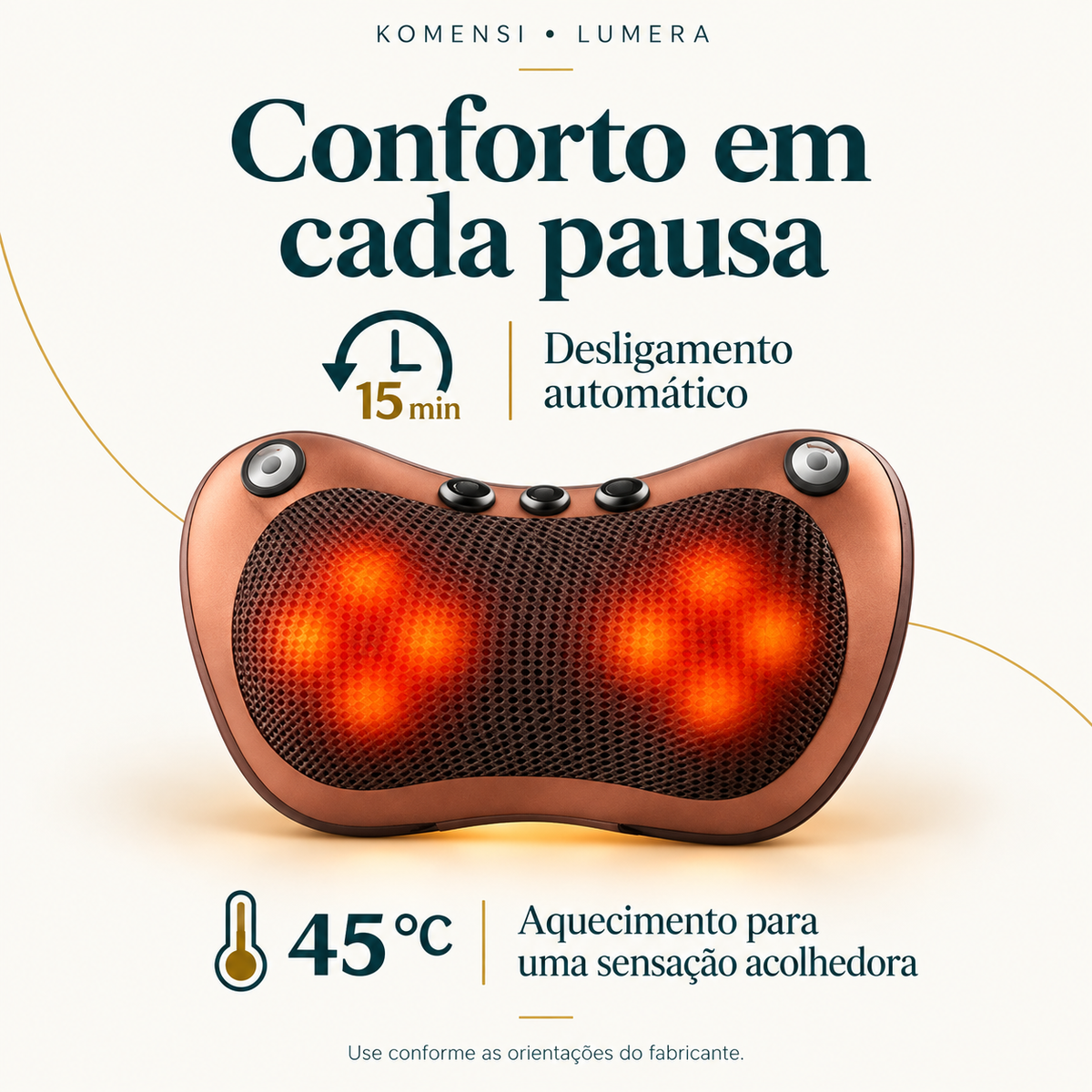 Lumera com aquecimento infravermelho a 45°C e ciclo automático de 15 minutos