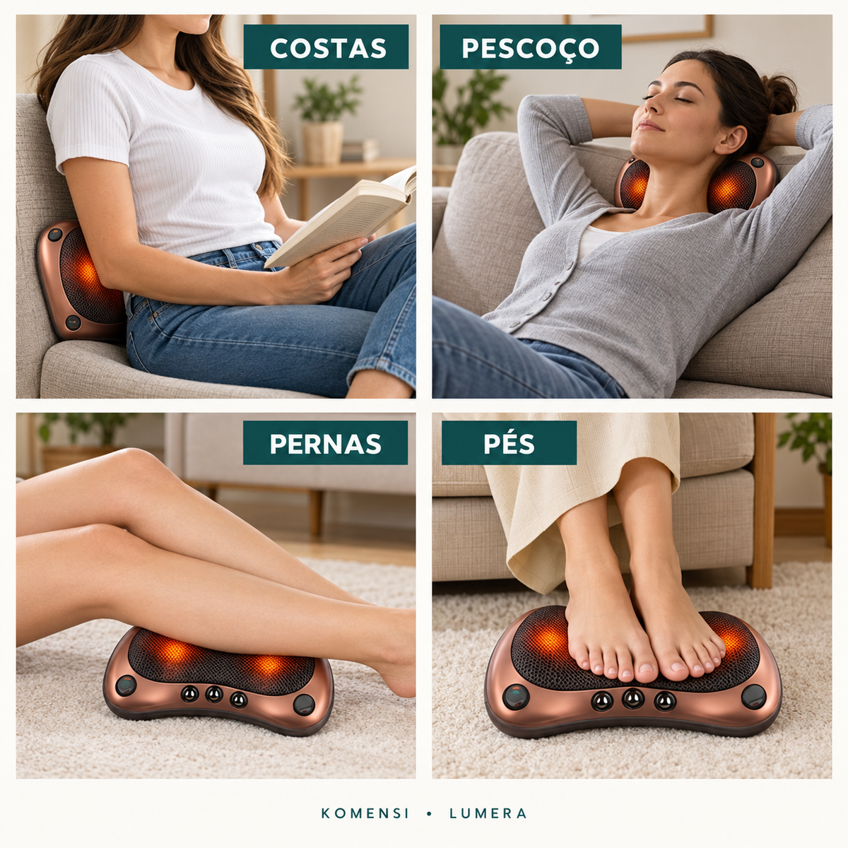Lumera usada nas costas, no pescoço, nas pernas e nos pés
