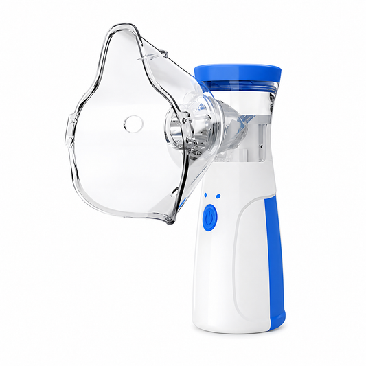 Nebulizador portátil NebuGo com máscara transparente acoplada