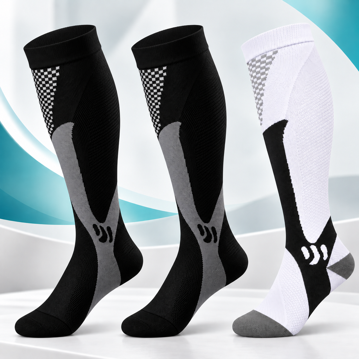 Kit PasseLeve com 2 pares pretos e 1 par branco
