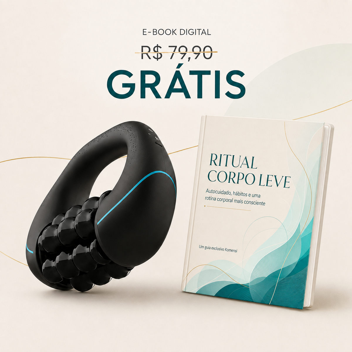 Massageador elétrico corporal LinfMax com e-book digital Ritual Corpo Leve grátis