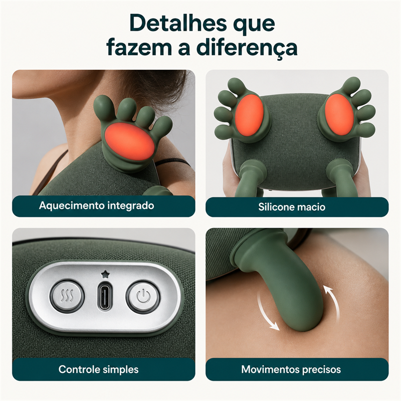Detalhes do MobiTouch com aquecimento, silicone macio, controle e movimentos precisos