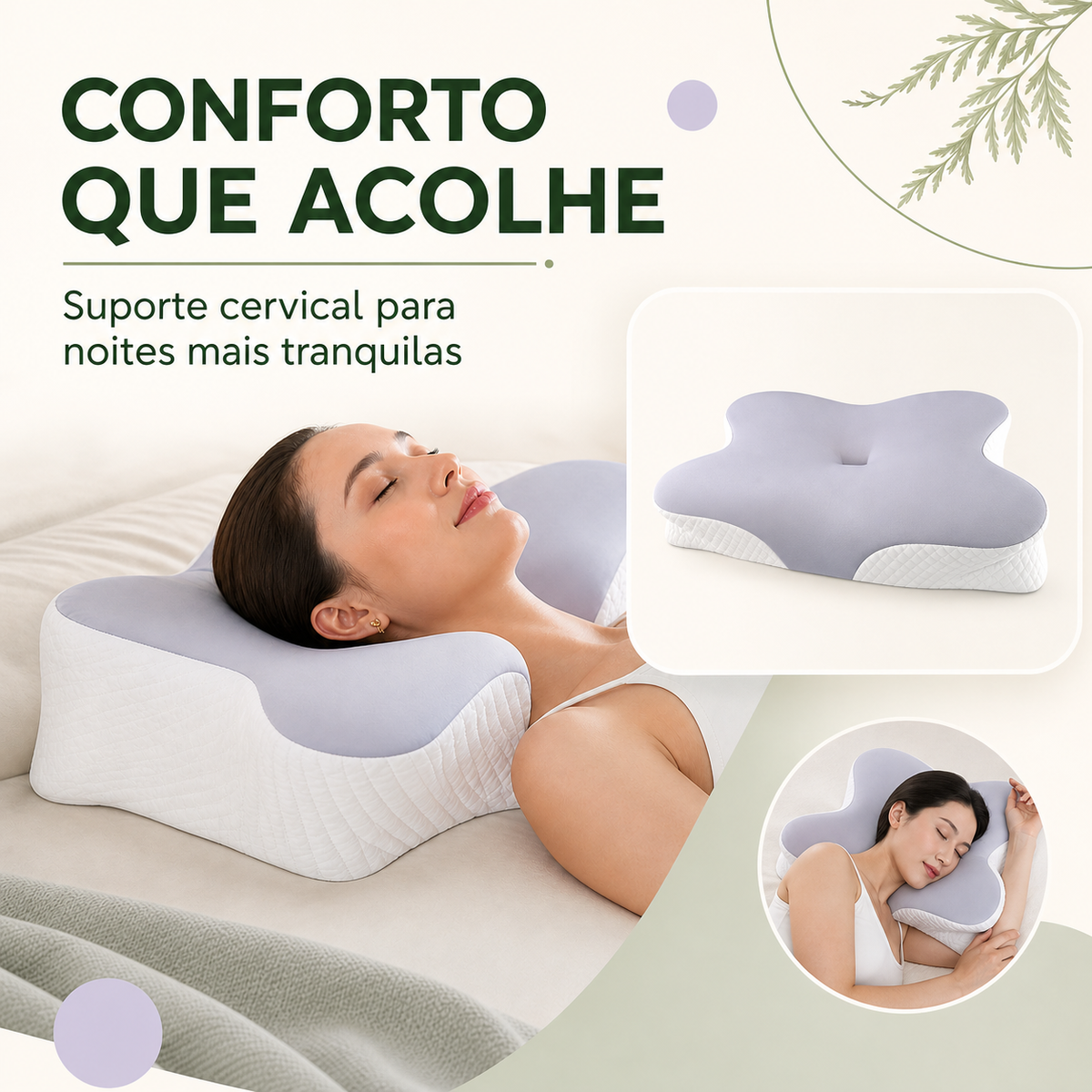 Travesseiro Nuvora oferecendo conforto e suporte cervical para noites tranquilas