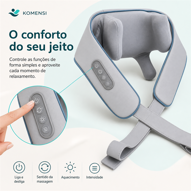 Painel de controle integrado do massageador de pescoço e ombros Ombria